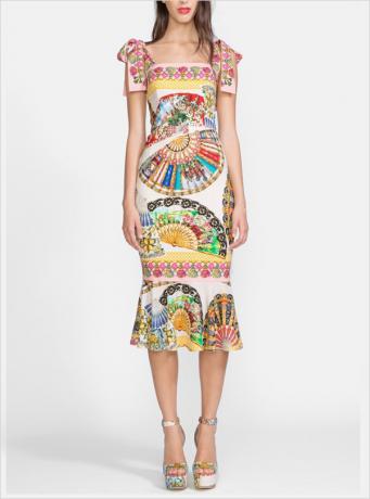 Jedwabna sukienka Dolce Gabbana z nadrukiem wachlarza