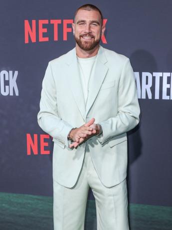 Première in Los Angeles van Netflix's 'Quarterback' seizoen 1, gehouden in het Netflix Tudum Theatre op 11 juli 2023 in Hollywood, Los Angeles, Californië, Verenigde Staten. 12 juli 2023 Op de foto: Travis Kelce.