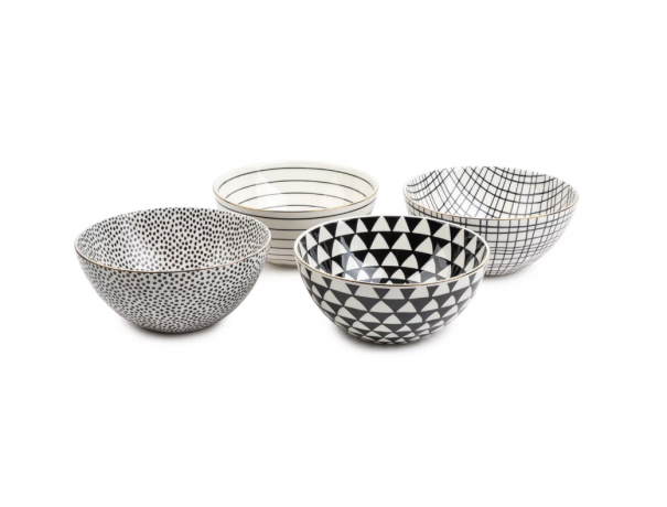 Thyme & Table Servware Black & White Assorted Stoneware Round Bowls